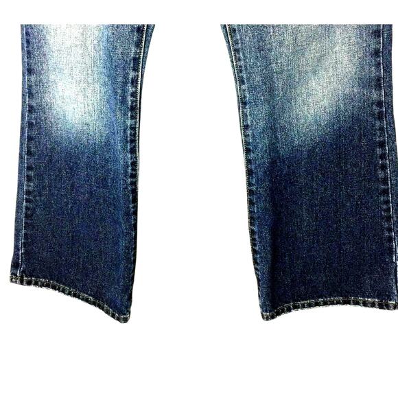 Calvin Klein Flare Jeans Womens Size 8 Medium Wash Denim Distress Mid Rise - Picture 11 of 11